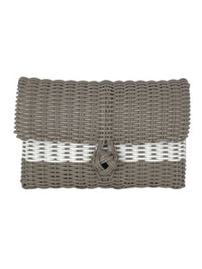 Lilley Line Clutch in Putty with White Stripe