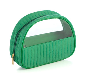 Shiraleah Ezra Green Quilted Nylon Half Moon Cosmetic Pouch