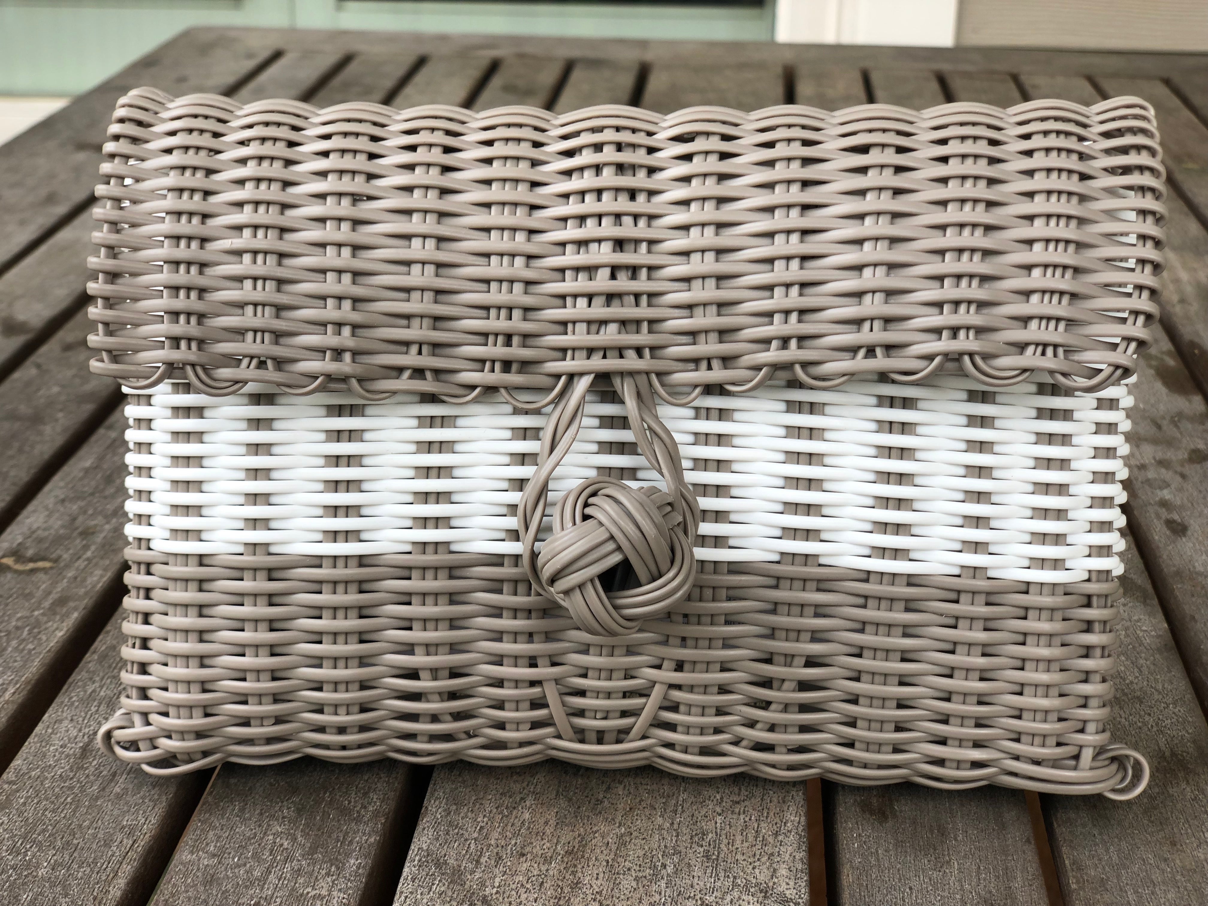 Lilley Line Clutch in Putty with White Stripe