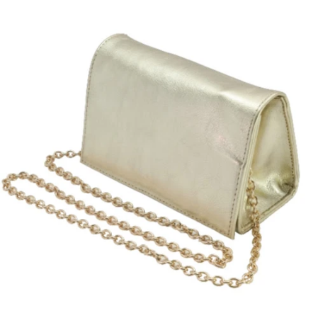 Hampton Road Gold Flatiron Bag with Chain Strap